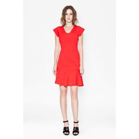 LAST CHANCE! French Connection Pandora Ponti Red Midi Dress 4/S - Picture 2 of 10